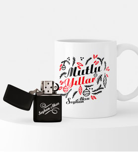 BK Gift Kişiye Özel Yılbaşı Mutlu Yıllar Temalı Çakmak ve Kupa Seti - 4