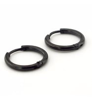 YUVARLAK TASARIM İNCE HALKA 16mm SİYAH ÇELİK KÜPE E754