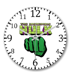 Incredible Hulk Duvar Saati Bombeli Gercek Cam