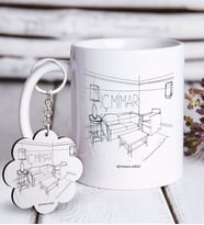 BK Gift Kişiye Özel Mesleki İç Mimar Beyaz Kupa ve Anahtarlık Hediye Seti-5 (Model 1)