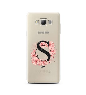 Pembe Çiçekli Harf Tasarım Süper Şeffaf Silikon Telefon Kılıfı Samsung A7 (2015)