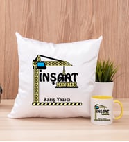 İnşaat Teknikeri Kare Yastık ve Sarı Kupa Bardak