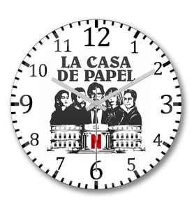 La Casa De Papel  Duvar Saati  Bombeli Gercek Cam