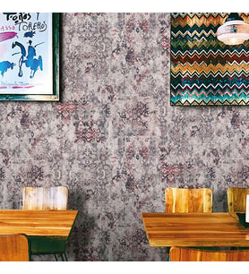 Decowall Retro Kataloğu Gri Rengi Desenli Duvar Kağıdı 5004-01