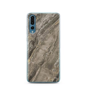 Gri Mermer Tasarımlı Süper Şeffaf Silikon Telefon Kılıfı Huawei P20 Pro  