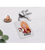 BK Gift Kişiye Özel Kadın Emlakçı Karikatürlü Şeffaf Pleksi Anahtarlık-2 (Beyaz)