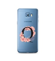 Pembe Çiçekli Harf Tasarım Süper Şeffaf Silikon Telefon Kılıfı Samsung C5 Pro   