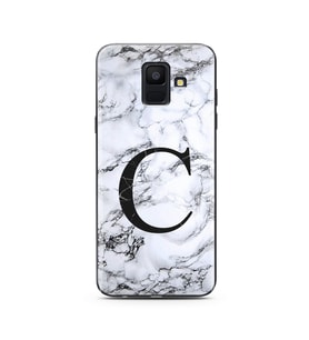Samsung A6 (2018) Beyaz Mermer Harf Tasarımlı Telefon Kılıfı C-Harfi 