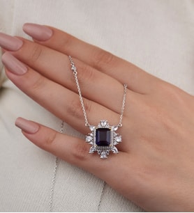 Mode Silver Taşlı klasik görünüm gümüş kolye