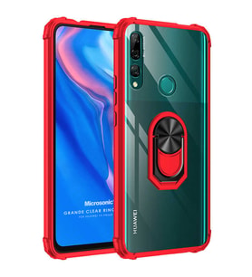 Microsonic Huawei Honor 9X Kılıf Grande Clear Ring Holder Kırmızı