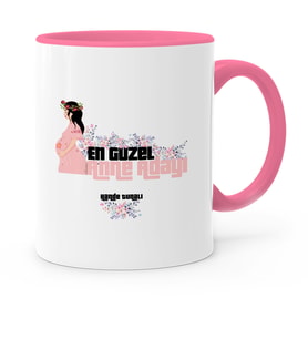 BK Gift Kişiye Özel En Güzel Anne Adayı Pembe Kupa Bardak  2