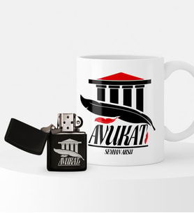 BK Gift Kişiye Özel Avukat Temalı Çakmak ve Kupa Hediye Seti