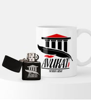 BK Gift Kişiye Özel Avukat Temalı Çakmak ve Kupa Hediye Seti