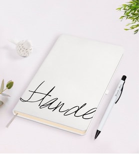 BK Gift Kişiye Özel El Yazılı Beyaz Defter Kalem Seti-1