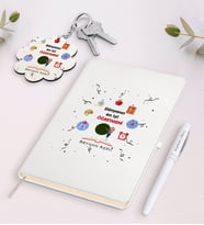 BK Gift Kişiye Özel Dünyanın En İyi Öğretmeni Beyaz Defter Kalem Ve Anahtarlık Hediye Seti-24 (Model 1)