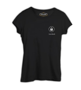 Kalp - Kilitli Siyah Kadın Tshirt