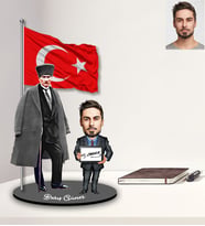 Kişiye Özel Atatürk Tasarımlı Karikatür Ahşap Biblo Bay-3
