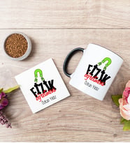 Fizik Öğretmeni Siyah Kupa Bardak Ve Bardak Altlığı Seti
