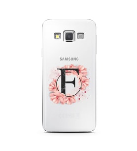 Pembe Çiçekli Harf Tasarım Süper Şeffaf Silikon Telefon Kılıfı Samsung A3 (2015)