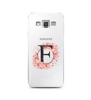 Pembe Çiçekli Harf Tasarım Süper Şeffaf Silikon Telefon Kılıfı Samsung A3 (2015)