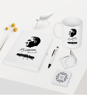 BK Gift Kişiye Özel Atatürk Temalı Beyaz Defter Kalem Kupa Ayna Seti - 4
