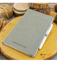 İsme Özel Termo Deri Defter Gri + İsme Özel Kalem Seti