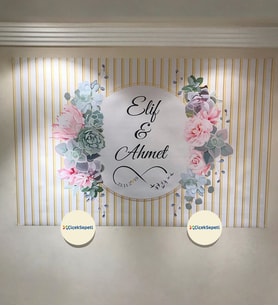 100x70cm Söz, Nişan, Kına Gecesi, Düğün İçin Kişiye Özel Branda Afiş Arka Fon