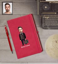 Kişiye Özel Seksenler Siyah Önlük Karikatürlü Kırmızı Defter Kalem Hediye Seti  Bay-1