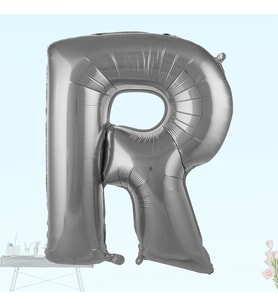 R Harf Folyo Balon, 100 cm - Gümüş (STD)