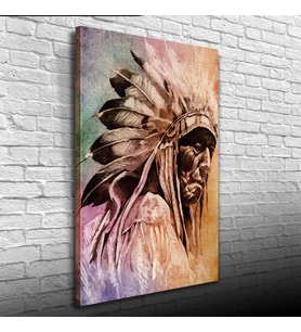 Redskin Kızılderili Canvas Tablo (50X70) (Acı Kahve)