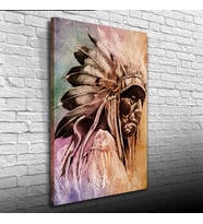 Redskin Kızılderili Canvas Tablo (50X70) (Acı Kahve)