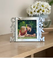 Kişiye Özel Fotoğraflı Canım Aşkım Mdf Çerçeve Gümüş