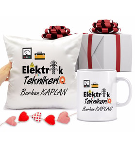 Elektrik Teknikeri Kupa Bardağı ve Yastığı Hediye Seti (Model 1)