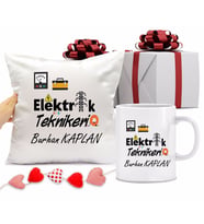 Elektrik Teknikeri Kupa Bardağı ve Yastığı Hediye Seti (Model 1)