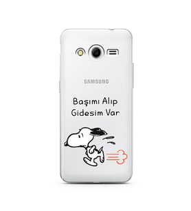 Snoopy Tasarımlı Süper Şeffaf Silikon Telefon Kılıfı Samsung Core 2