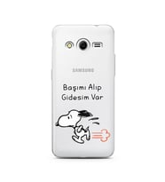 Snoopy Tasarımlı Süper Şeffaf Silikon Telefon Kılıfı Samsung Core 2