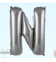 N Harf Folyo Balon, 100 cm - Gümüş (STD)