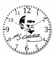 Atatürk İmzalı Duvar Saati Bombeli Gercek Cam