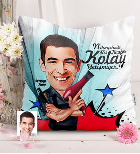 BK Gift Kişiye Özel Bay Kuaför Karikatürlü  Yastık  1