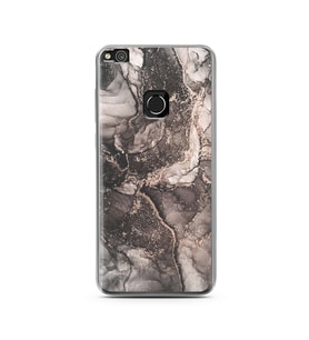 Gri Mermer Tasarımlı Süper Şeffaf Silikon Telefon Kılıfı Huawei P9 Lite (2017)  