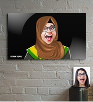 BK Gift Kişiye Özel Tesettürlü Bayan Öğretmen Karikatürlü Ahşap Tablo - 3