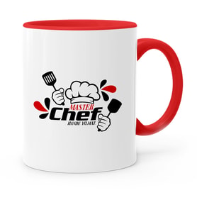 BK Gift Kişiye Özel Chef Kırmızı Kupa Bardak  3