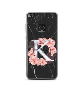 Mermer Çiçekli Harf Tasarım Süper Şeffaf Silikon Telefon Kılıfı Huawei P9 Lite 2