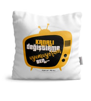 BK Gift Kişiye Özel Kanalı Değiştirme Tasarımlı Beyaz  Yastık  2