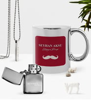 BK Gift Kişiye Özel Evimizin Direği Krom Kupa Benzinli Çakmak Kolye Seti (Model 1)