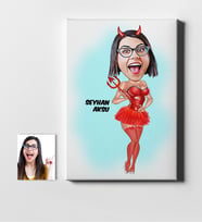 BK Gift Kişiye Özel Şeytan Kız Karikatür Kanvas Tablo 50x70cm 1