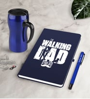 BK Gift Kişiye Özel The Walking Dad Lacivert Defter Kalem Termos Mug Seti (Model 1)