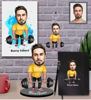 Kişiye Özel Sporcu Karikatürlü 5 li Hediye Seti Bay-7