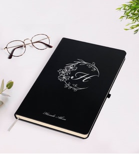 BK Gift Kişiye Özel Baş Harf İsim Tasarımlı Siyah Defter-4
