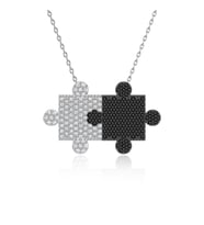 Yap Boz Puzzle Beyaz Gümüş Kolye